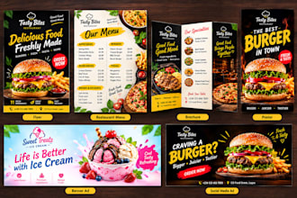 restaurant food menu flyer brochure poster burger poster ice cream banner ad