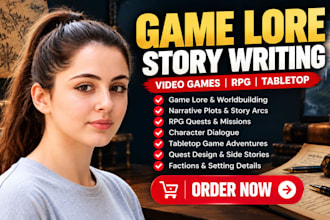 write video game lore narrative plots dialogue rpg quest and tabletop game