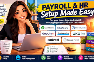 setup quickbooks neogov ontheclock deputy justworks ukgpro isolved payroll hris