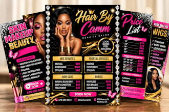 design beauty salon, spa, lash and nail flyers in canva