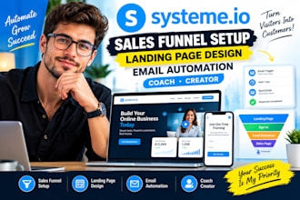 systeme io sales funnel setup landing page design email automation coach creator
