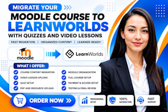 migrate moodle course to learnworlds lms with quizzes and video lessons