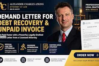 issue a demand letter for debt recovery and unpaid invoice as a UK solicitor