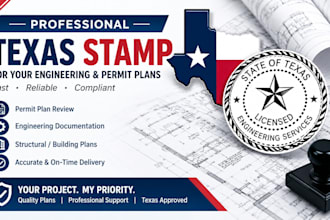review and provide texas stamp for permit plans