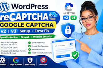 setup wordpres recaptcha google captcha v2 v3 error fix spam protection firewall