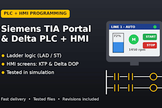 program siemens or delta plc and design hmi screens