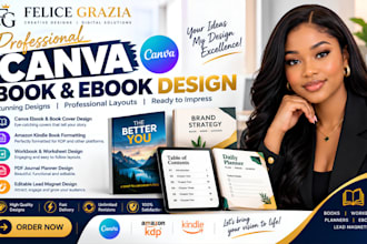 design a professional ebook, ebook cover and PDF layout in canva
