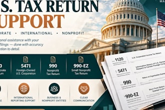 prepare US corporate and nonprofit tax returns including forms 1120 and 990