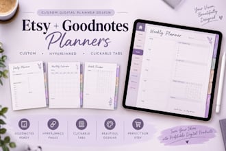 design custom digital planner goodnotes hyperlinked planner journal for ipad