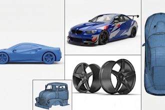 create automotive 3d car modeling for vehicle design, game ready and 3d printing
