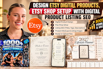 etsy store setup, etsy digital product, etsy digital product design, etsy seo