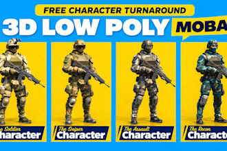 model and rig low poly 3d game characters for moba, action games, ue5 and unity
