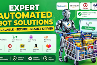 build custom auto checkout bot, auto purchase bot, target, pokemon, shopping bot