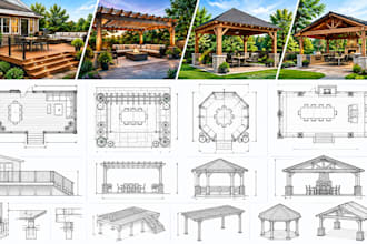 design deck, patio, gazebo and pavilion plans with permit construction drawings