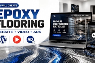 epoxy flooring website wordpress landing page timelapse video ai epoxy floor ad