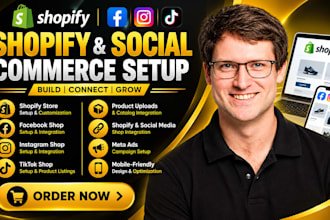 set up shopify store, facebook and instagram shop, tiktok shop, shopify meta ads