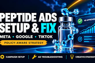 set up peptide ads facebook ads google ads and peptide marketing