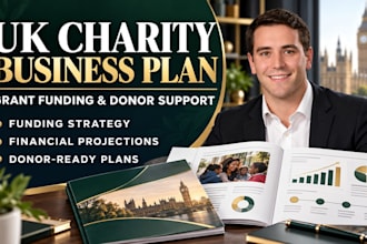 write a UK charity business plan for grant funding and donor support needs