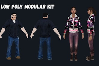 retro ps1 ps2 psx n64 low poly 3d character model for 3d animation and games