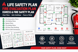 design life safety plan, emergency evacuation plan,  egress and fire safety plan
