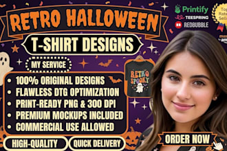 design retro halloween t shirt designs for your print on demand store