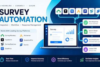 automate surveymonkey, typeform, qualtrics and survey workflows