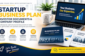write startup business plan, investor documents and company profile