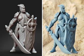 sculpt a custom 3d human figure or miniature as a print ready stl file