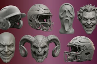 sculpt 3d football helmet, cosplay horror mask and helmet stl for 3d printing