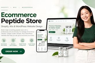build ecommerce peptide store, shopify peptide design, wix website, wordpress