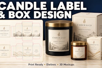 design custom candle labels, candle box packaging and jar labels with 3d mockups
