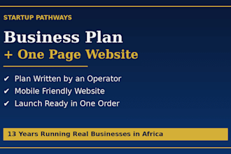 create a business plan and a one page website for your startup
