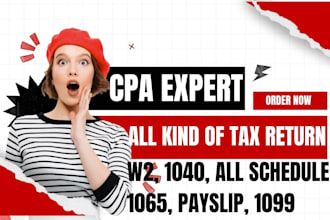do business and personal tax return, w2, 1040, 1065 and schedule c