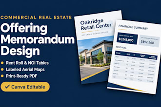 design cre offering memorandums, real estate flyers, and investment brochures