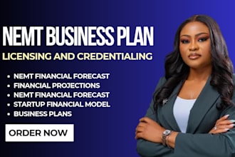 create an nemt financial forecast, startup budget, and 5 year projections