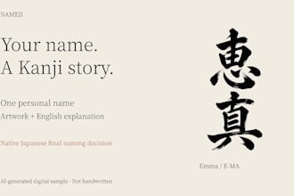 create a personal japanese inspired kanji name and explain its story