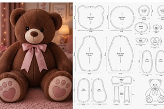 make custom plush sewing pattern for plushies stuffed animals and plush clothing