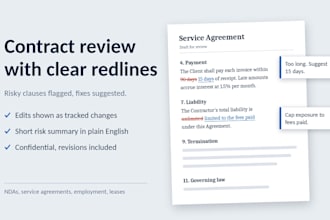 review and redline your business contract with clear suggested changes