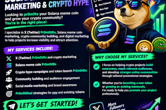 do x promotion,hype solana,crypto memecoin marketing to 50x token sales