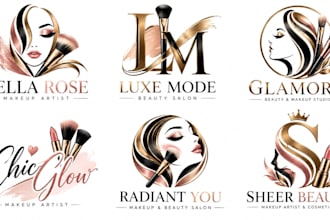 design a professional makeup artist, beauty salon, cosmetics makeup brushes logo