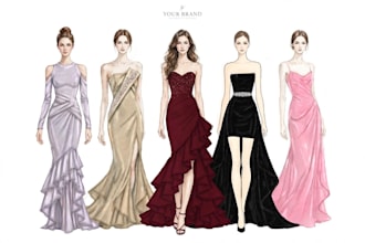 design luxury evening gowns and prom dress illustration