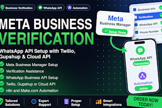 set up and verify meta business manager whatsapp API and twilio