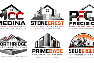 design a professional concrete foundation, building foundation foundation logo