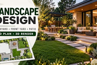 do professional landscape design for your backyard, front yard, patio and garden