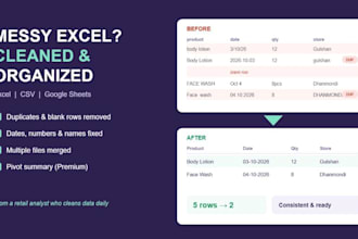 clean, organize and format your messy excel or sales data