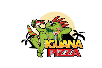 design playful logo for caribbean iguana pizza restaurant