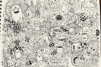 create a hand drawn doodle illustration