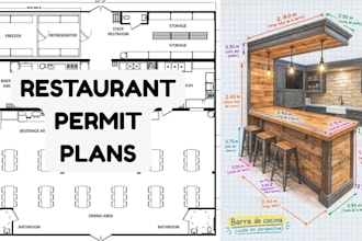 prepare restaurant permit plans with commercial kitchen mep drawings