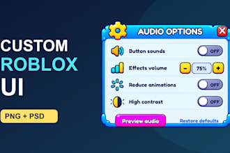 design custom roblox UI menus, buttons and icons