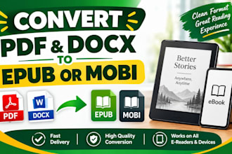 do ebook formatting, kindle formatting and epub conversion